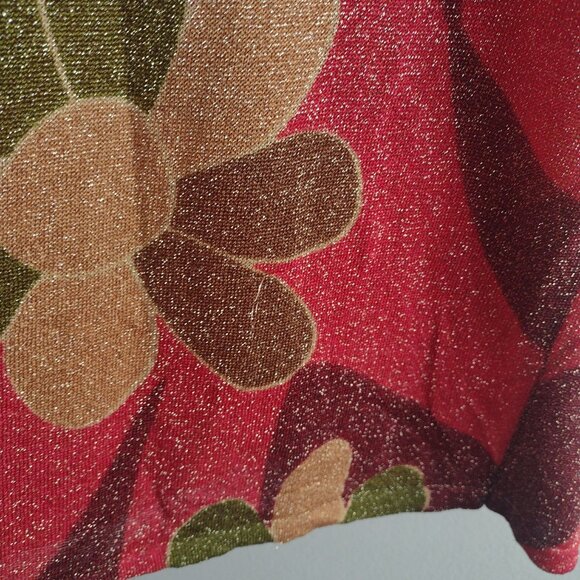 Vintage 90s Maierte Metallic Floral Top M Psychedelic Baby Tee Y2K - Picture 3 of 9